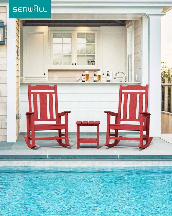 SERWALL HDPE Oversized Outdoor Rocking Chairs Set of 2, Patio Rocker, All - Image 2