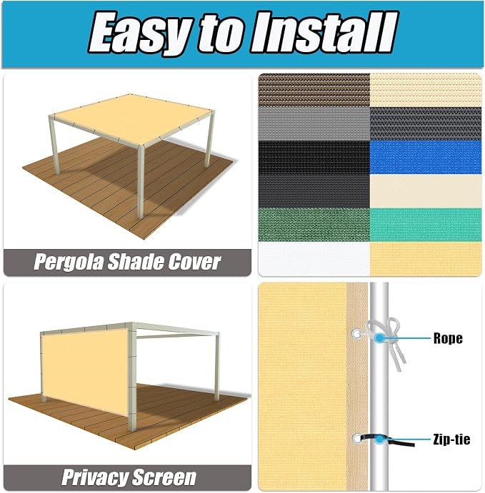 Amagenix 90% Shade Fabric 5'X 6' Sand Sun Shade Cloth - Image 3