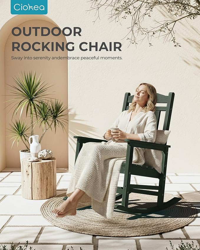 Oversized Outdoor Rocking Chairs Set of 8, 380lbs Heavy-Duty Large Patio Rocker - Image 4