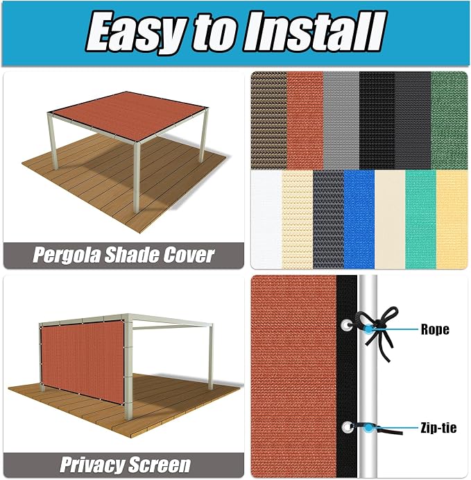 Amagenix 90% Pergola Shade Cover 15' X 24' Sun Shade Cloth - Image 4