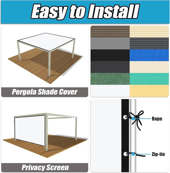 Amagenix 90% Pergola Shade Cover 7' X 24' Sun Shade Cloth - Image 3