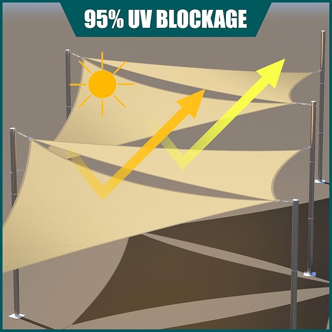 Royal Shade 10' x 15' x 18' Beige Triangle Waterproof Sun Shade Sail Order to - Image 3
