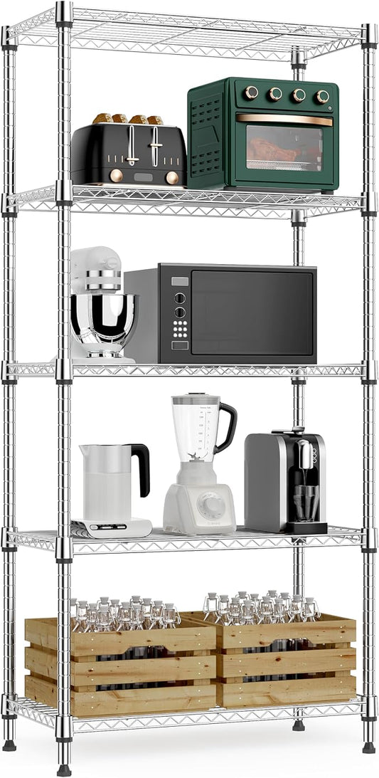 M MZG 1250 lbs 5 Tier Shelf Metal Storage Shelves Wire Rack Closet Organizers by MEIGAOPLASTICANDMETALHKCOLIMITED