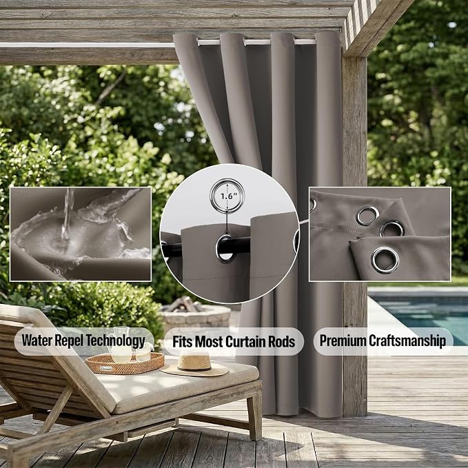 Outdoor Patio Curtain Waterproof Darkening Thermal Insulated Indoor Curtains - Image 5