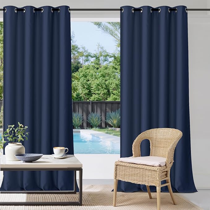 Porch Curtains Outdoor Waterproof W52 x L95 Inch Navy Blue, 1 Panel | Patio by StangH