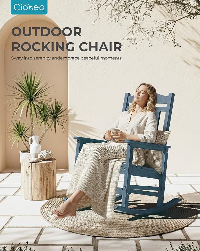 Oversized Outdoor Rocking Chair, 380lbs Heavy-Duty Large Patio Rocker, Weather - Image 4