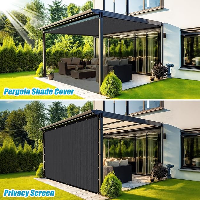 Amagenix 90% Pergola Shade Cover 19'X 21' Dark Gray Sun Shade Cloth - Image 4