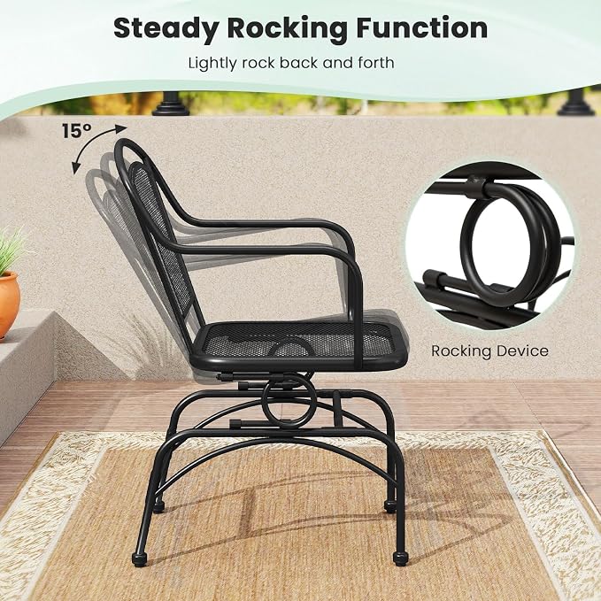 Tangkula Outdoor Rocking Chair Set of 2, Patio Rocker Chairs - Image 5