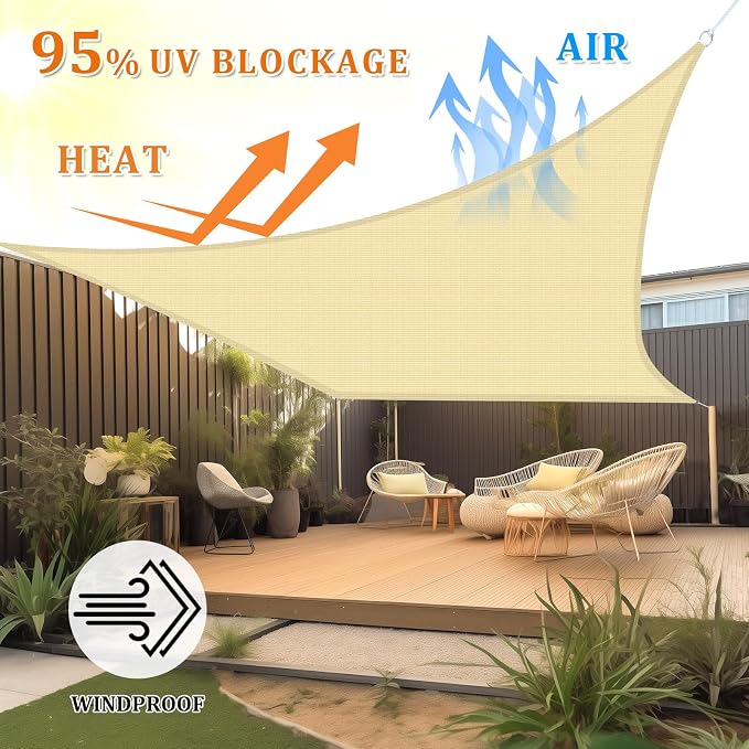 Shade&Beyond 6'x16' Sun Shade Sail Canopy Rectangle, UV Block Breathable Curved - Image 2