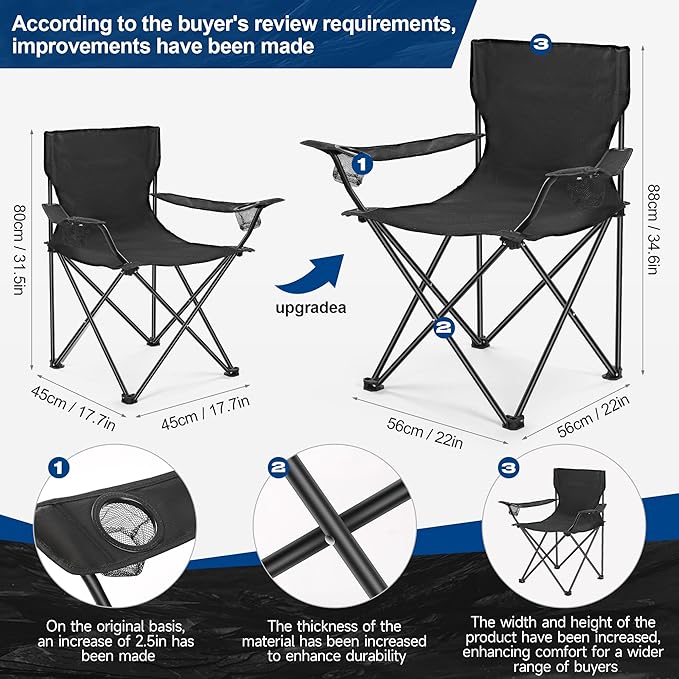 WEIDIORME 2 Pack Lightweight Camping Chairs - Image 2
