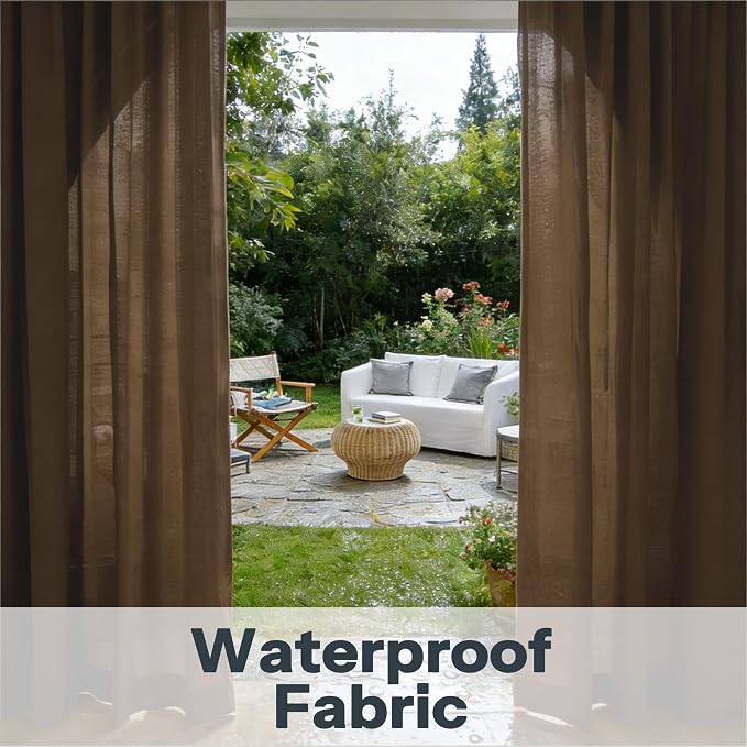 Outdoor Sheer Curtains for Patio Waterproof, 4 Panels Rod Pocket Indoor/Outdoor - Image 6