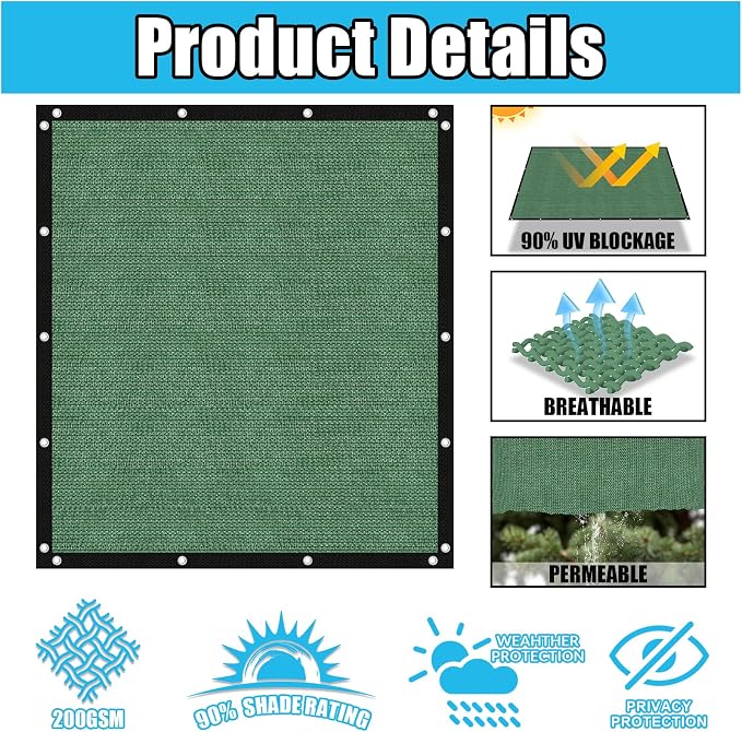 Amagenix 90% Pergola Shade Cover 16' X 20' Sun Shade Cloth - Image 3