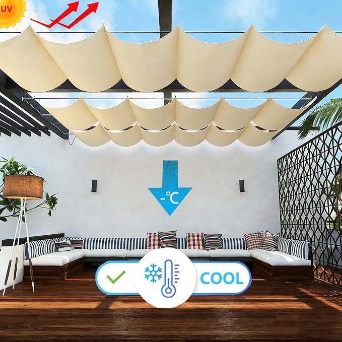 Retractable Wave Sun Shade Sail Waterproof 3' x 9' Sun Shade - Image 2