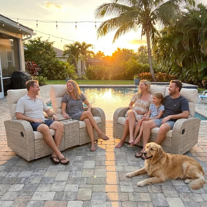 Oversized Wicker Outdoor Recliner Lovseat - Image 3