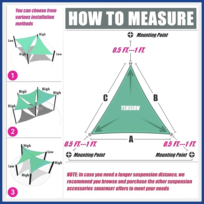 10' x 18' x 20.6' Sand Beige Sun Shade Sail UPF50 Right Triangle SMTAPT12 - Image 6