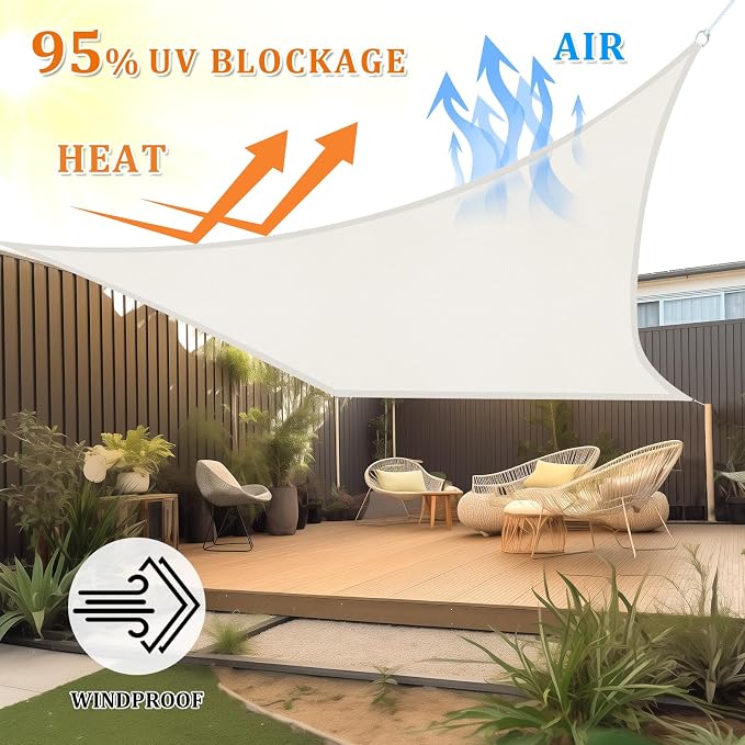 Shade&Beyond 7'x14' Sun Shade Sail Canopy Rectangle, UV Block Breathable Curved - Image 2