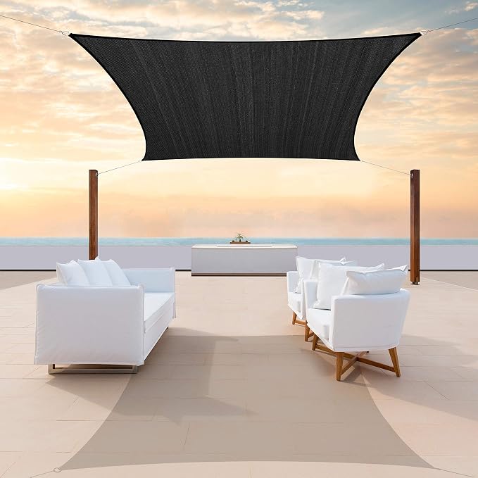 Colourtree TAPR0810 Custom Size 10' x 10' Black Sun Shade Sail UPF50 Canopy UV by ColourTree