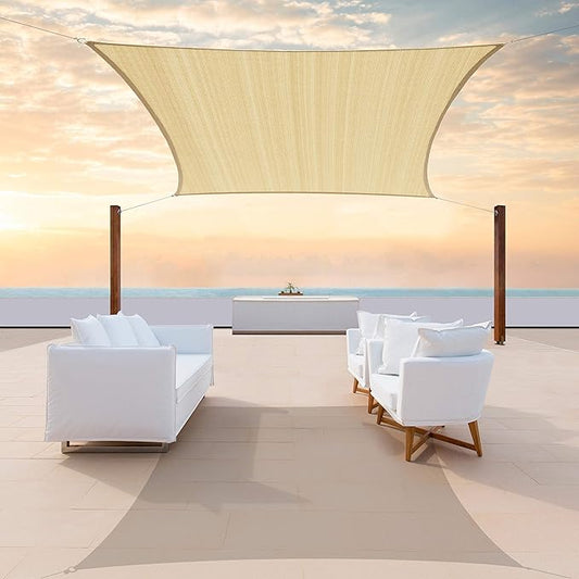 Colourtree TAPR0810 Custom Size 10' x 13' Beige Sun Shade Sail UPF50 Canopy UV by ColourTree