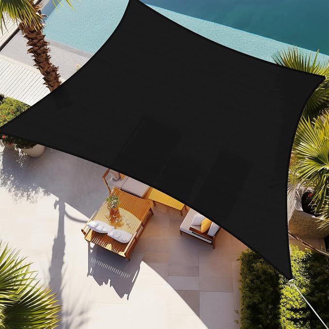 Shade&Beyond 6'x7' Sun Shade Sail Canopy Rectangle, UV Block Breathable Black by ShadeBeyond