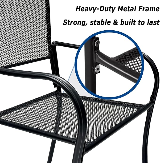 Patio Dining Chairs Set of 8, Metal Mesh Patio Furniture Set - Image 5