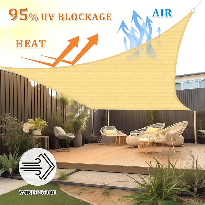 Shade&Beyond 8'x20' Sun Shade Sail Canopy Rectangle, UV Block Breathable Curved - Image 2