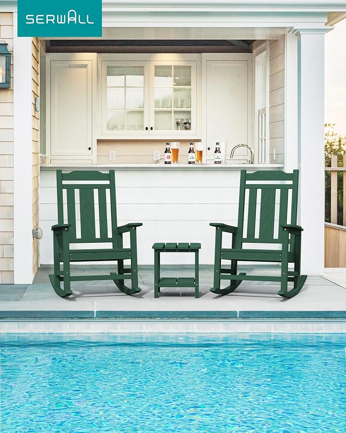 SERWALL HDPE Oversized Outdoor Rocking Chairs Set of 2, Patio Rocker, All - Image 2