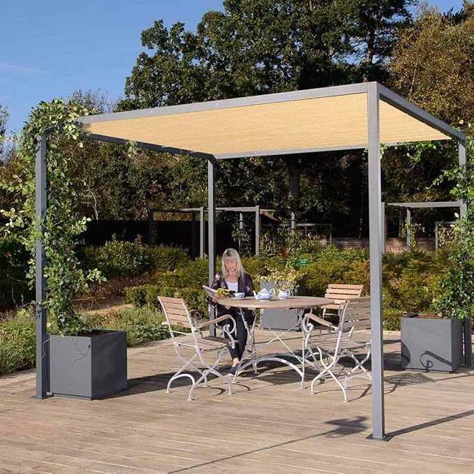 Eden's Decor Straight Flat-Edged 8' x 12' Beige Sun Shade Sail Rectangular - Image 6