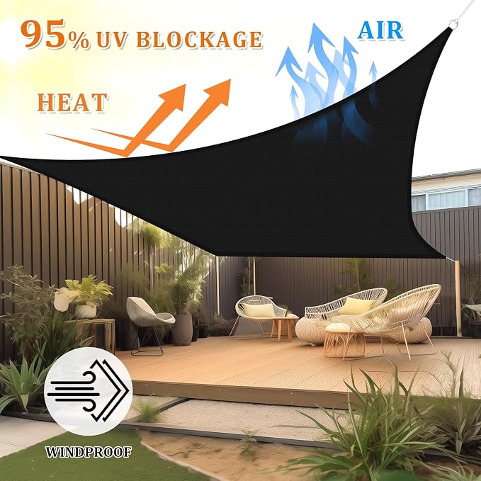 Shade&Beyond 12'x30' Sun Shade Sail Canopy Rectangle, UV Block Breathable Black - Image 2