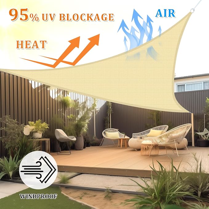Shade&Beyond Custom Sun Shade Sail 11'X14'X17.8'Triangle Sun Sail Shades Patio - Image 2
