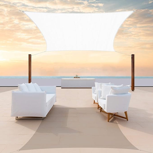 Colourtree TAPR0810 Custom Size 10' x 12' White Sun Shade Sail UPF50 Canopy UV by ColourTree