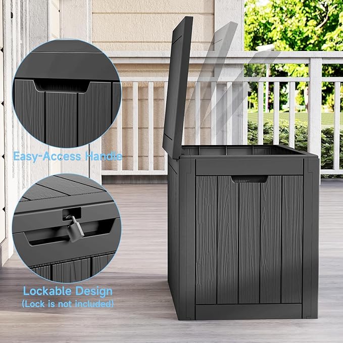 36 Gallon Outdoor Storage Box Waterproof Lockable Resin Deck Box | Small - Image 5