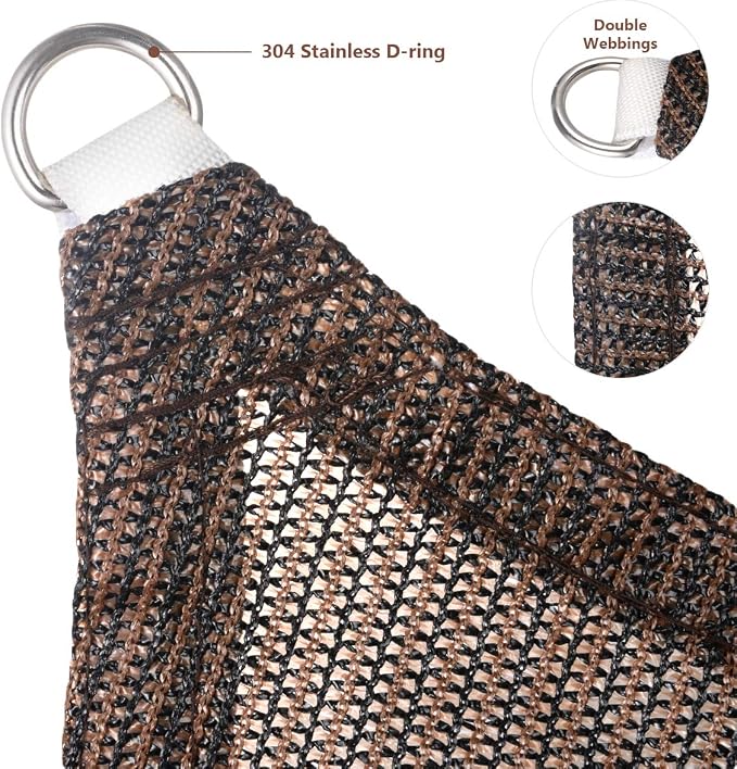 Eden's Decor Straight Flat-Edged Sun Shade Sail Rectangular 6' x 15' Brown - Image 2