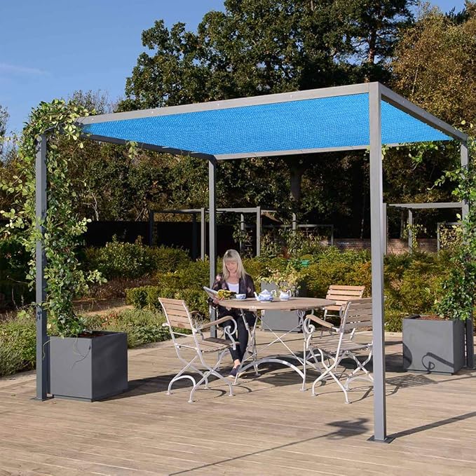 Eden's Decor Straight Flat-Edged Sun Shade Sail Rectangular 9' x 21' Blue - Image 7