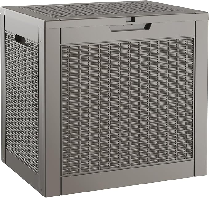 Outdoor Storage Box, 30 Gallon Resin Deck Boxes Outdoor Waterproof by WTFGO