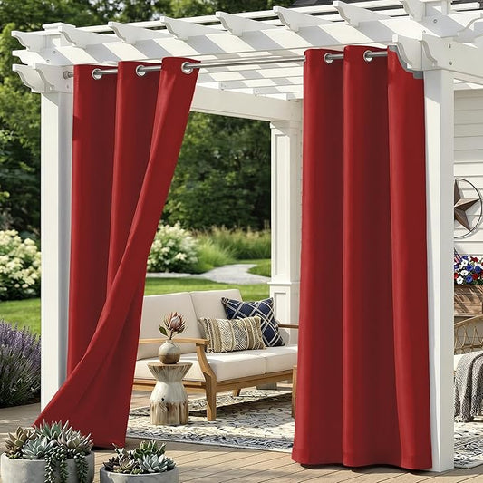 Set of 6 Outdoor Curtains for Patio Waterproof, Breathable Grommet Panels for by Sunshelf