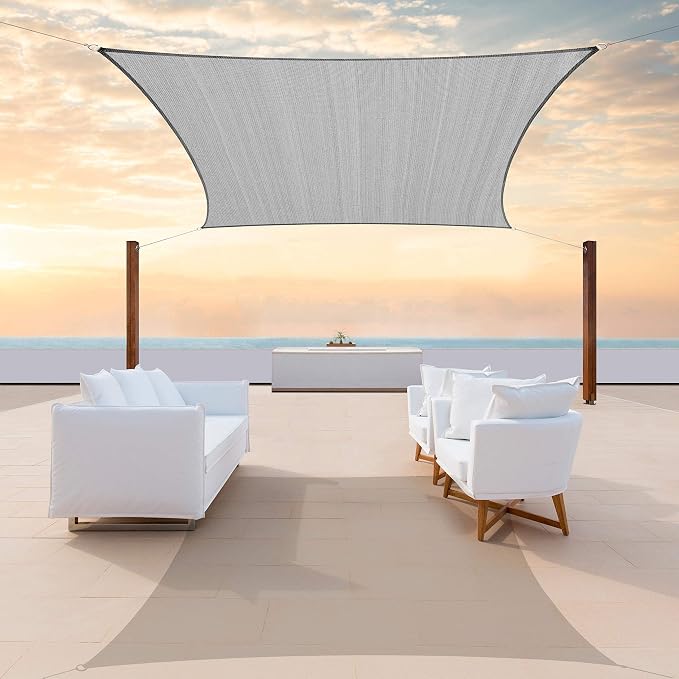 Colourtree CTAPR1220 Custom Size 9' x 20' Grey Sun Shade Sail Canopy UV Block by ColourTree