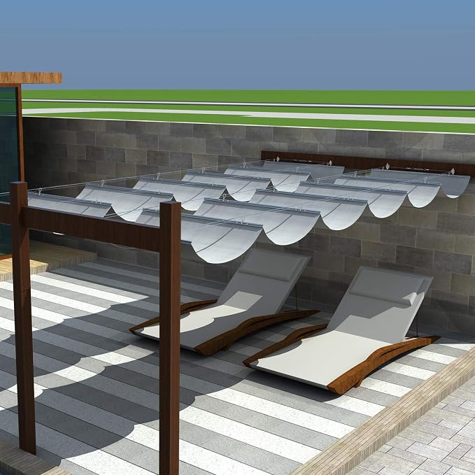 Windscreen4less 4' x 24' Retractable Sun Shade Canopy Cover Sliding Wave Shade - Image 7
