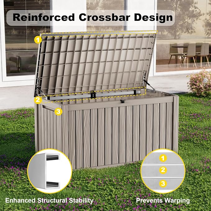 230 Gallon Outdoor Deck Box, Resin Waterproof Storage Box - Image 4