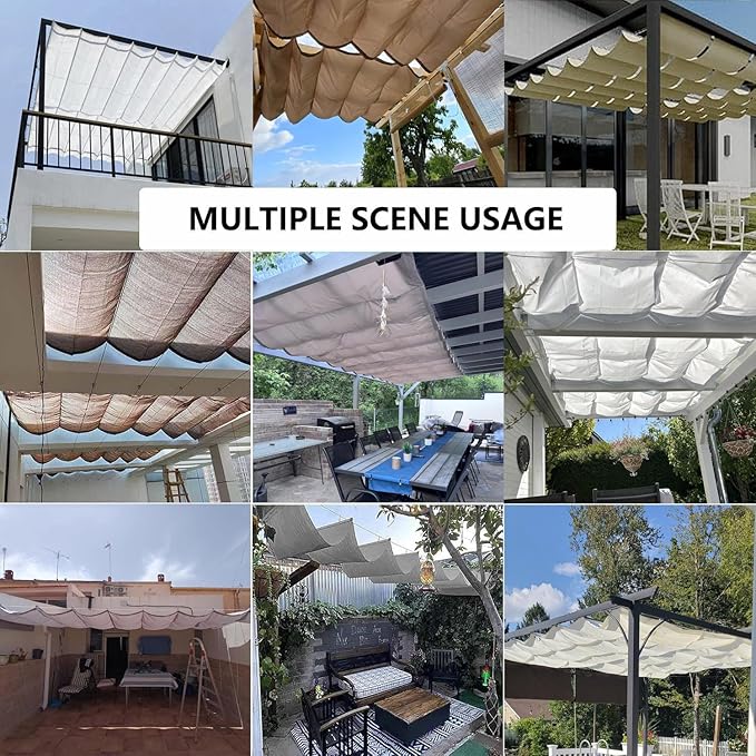 Retractable Sun Shade Sail 5' x 22' Waterproof Wave Pergola Shade Cover - Image 7