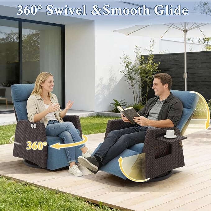 Outdoor Swivel Recliner Chair, Adjustable Rattan Patio Recliners | Independent - Image 5