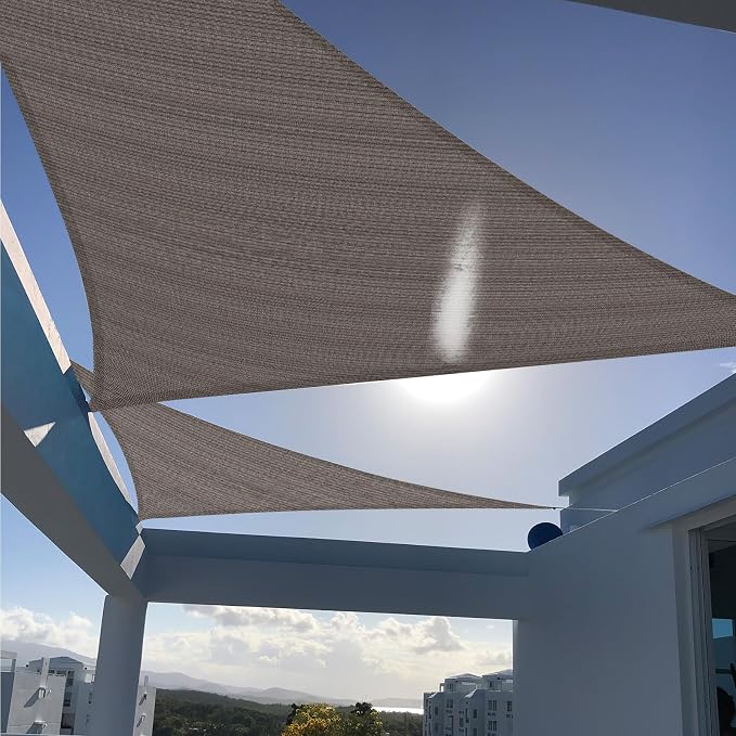SUNNY GUARD Custom Size 20'x20'x28.3'Brown Sun Shade Sail Right Triangle UV by SUNNYGUARD