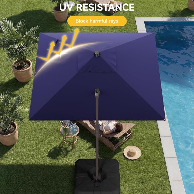 10x10FT Cantilever Outdoor Umbrella, 360° Rotating Large Offset Square Patio - Image 5