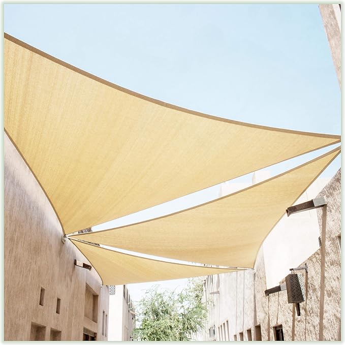 ColourTree CTAPT32 Custom Size Order to Make 23' x 23' x 23' Beige Triangle Sun by ColourTree