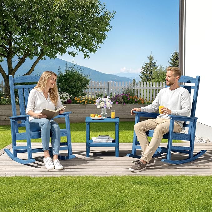 SERWALL Outdoor Rocking Chair Set of 6, Oversized Patio Rocking Chair, Porch - Image 9