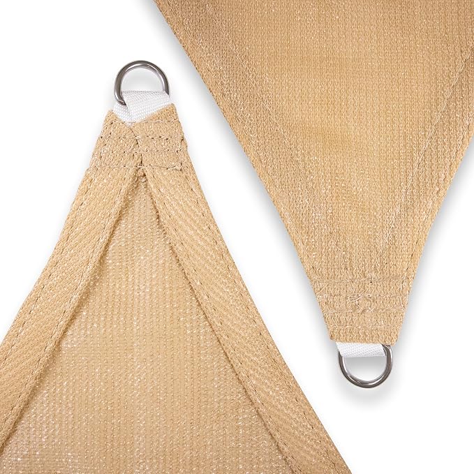 Amgo 22' x 22' x 22' Sand Beige Triangle Sun Shade Sail Outdoor Canopy Awning - Image 8