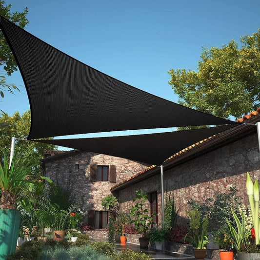 11' x 11' x 11' Black Sun Shade Sail UPF50 Triangle SMTAPT12 Canopy Fabric by ShadeMart