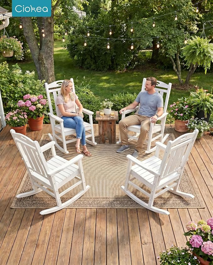 Oversized Outdoor Rocking Chairs Set of 8, 380lbs Heavy-Duty Large Patio Rocker - Image 2