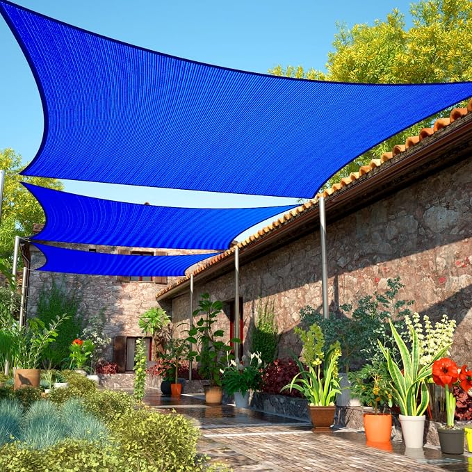 11' x 11' Blue Sun Shade Sail UPF50 Square smTAPR0816 Canopy Fabric Cloth Screen by ShadeMart
