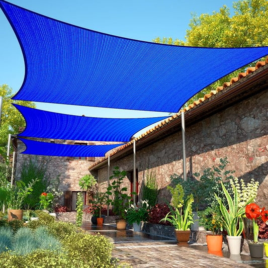 10' x 11' Blue Sun Shade Sail UPF50 Square smTAPR0816 Canopy Fabric Cloth Screen by ShadeMart