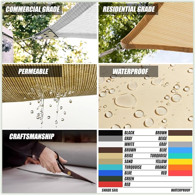 Colourtree CTAPR1220 Custom Size 21' x 21' Green Sun Shade Sail Canopy UV Block - Image 3